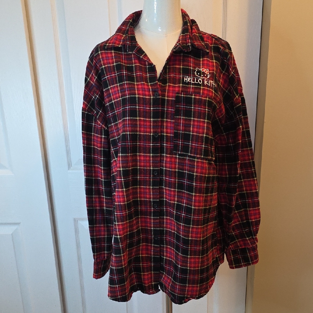 NWOT Hello Kitty X Forever 21 Plaid Shirt